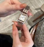 Cartier Panthere Watch replica De 27*37MM Quartz Movement White Dial Square Women Watch